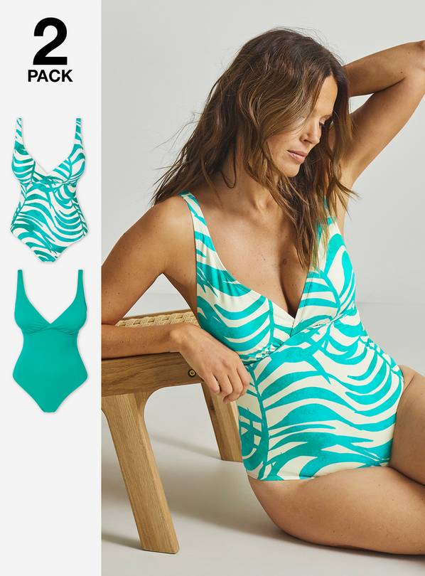 JD WILLIAMS Value 2 Pack Swimsuits Leaf Print 28